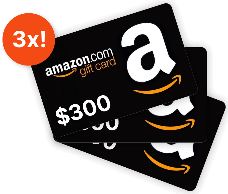 WIN 1 of 3 $300 Amazon Gift Cards